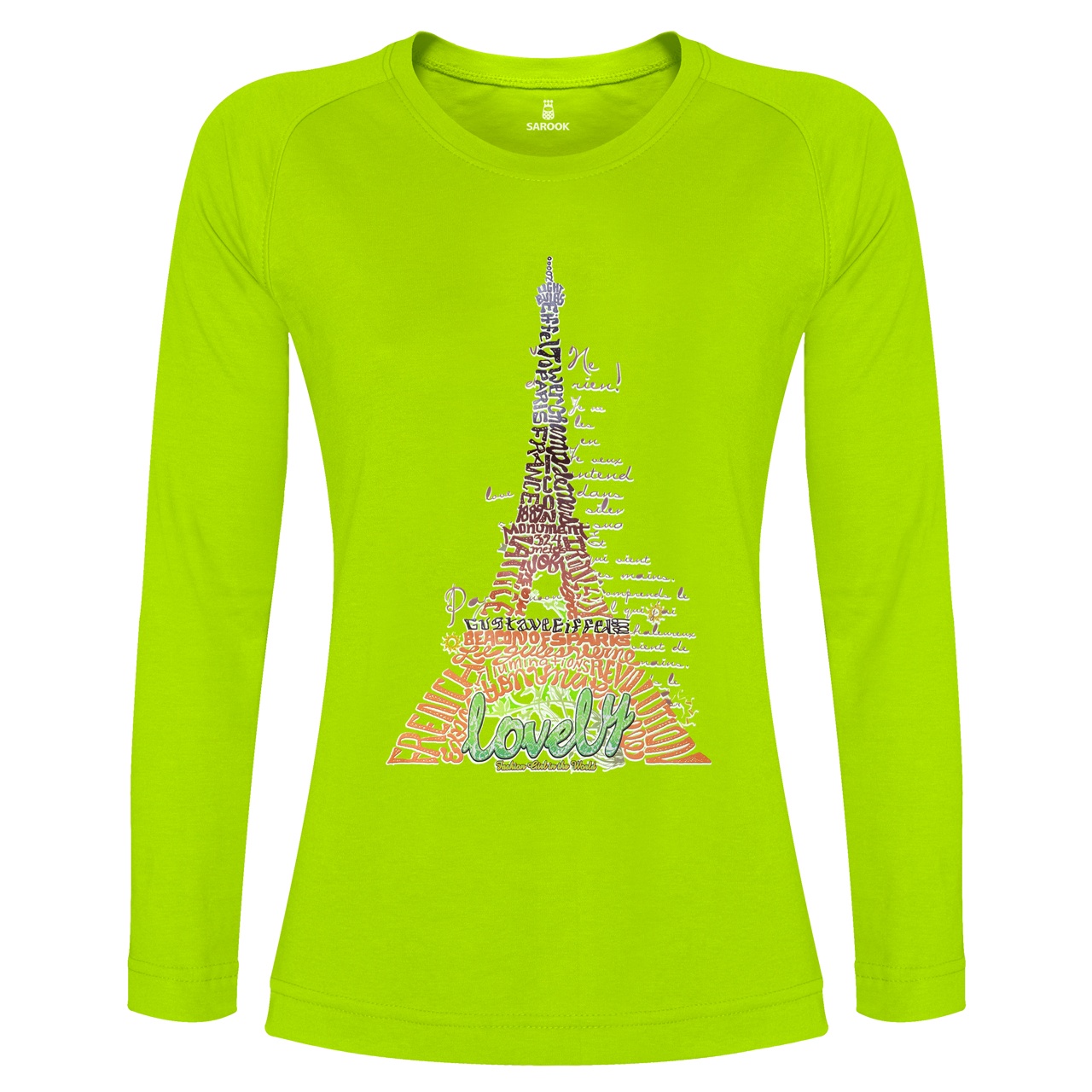 تی شرت آستین بلند زنانه ساروک طرح Eiffel کد 03