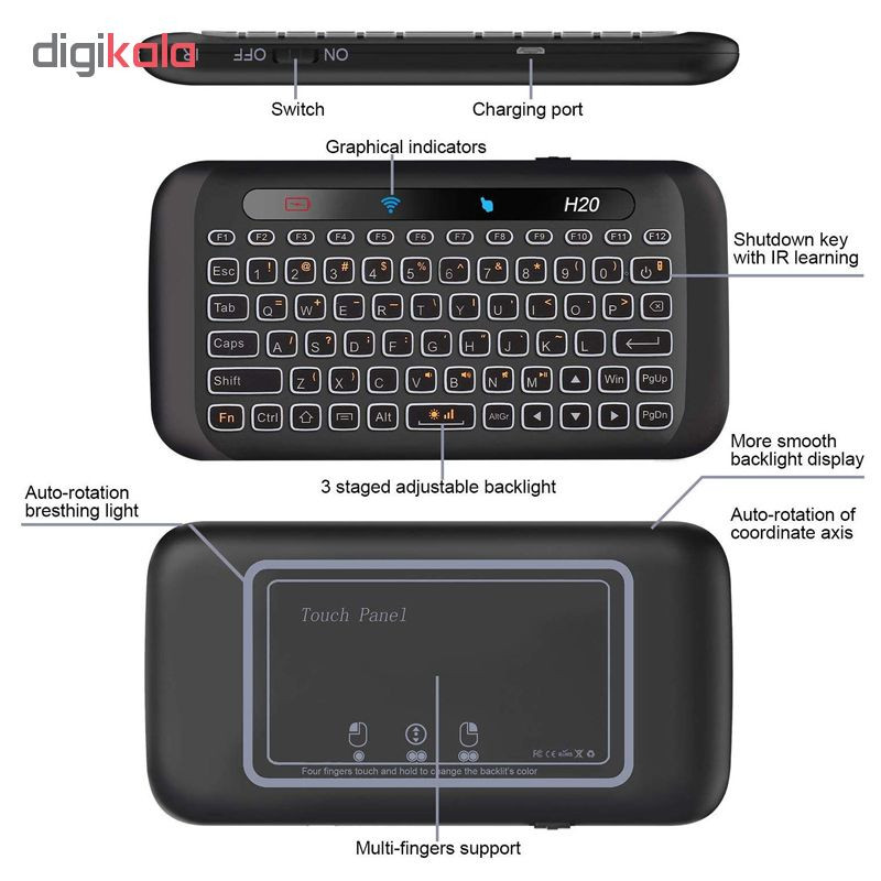 کیبورد بی‌ سیم اچ‌20 مدل DK1، سوییچ ممبران، Portable