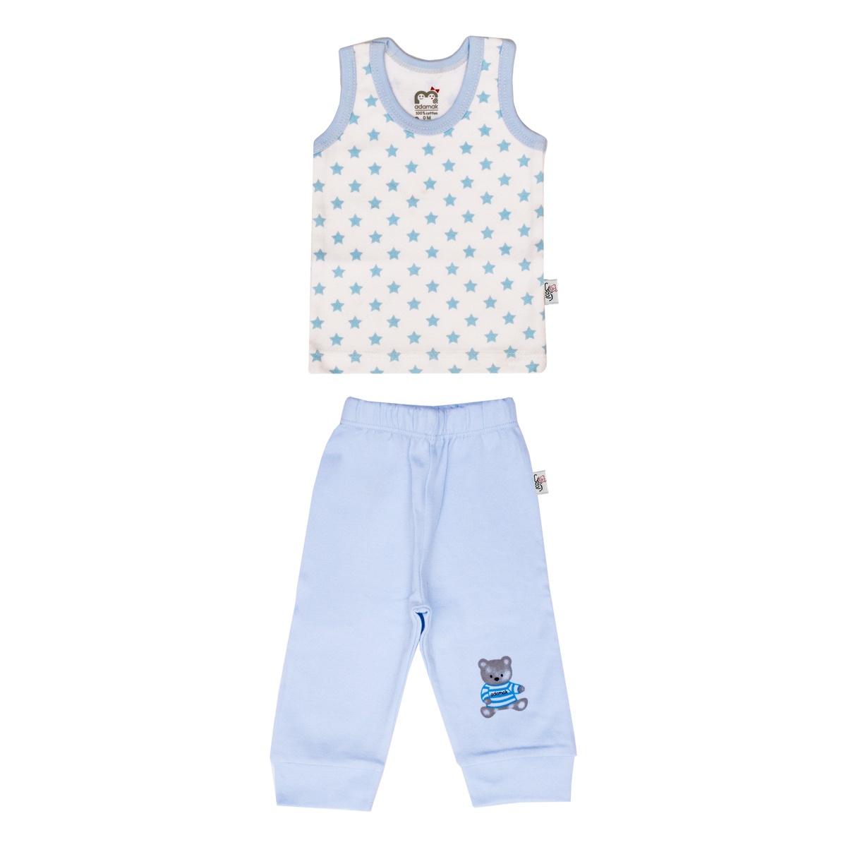 ست تاپ و شلوار نوزادی پسرانه آدمک طرح ستاره آبی کد 02 -  - 1