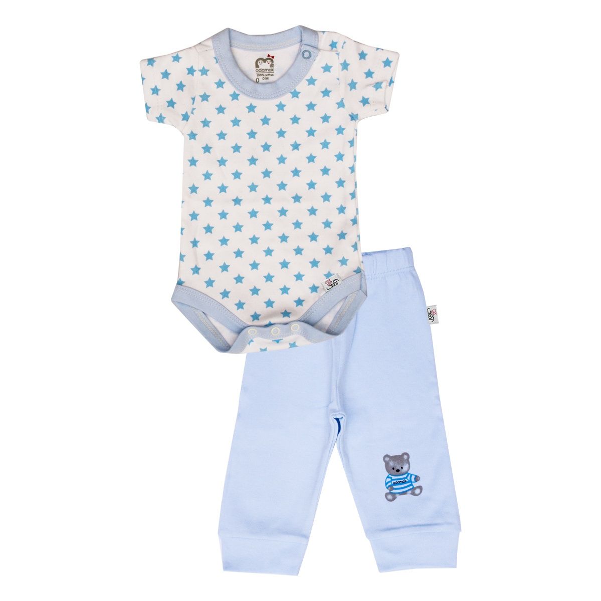 ست بادی و شلوار نوزادی پسرانه آدمک طرح ستاره آبی کد 06 -  - 1