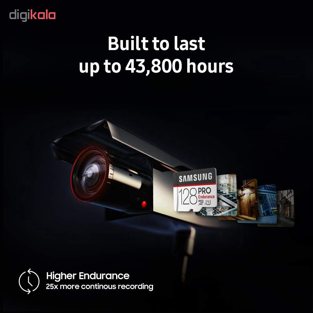 کارت حافظه microSDXC سامسونگ مدل PRO Endurance کلاس 10 استاندارد UHS-I U1 سرعت 80MBps ظرفیت 128 گیگابایت به همراه آداپتور SD