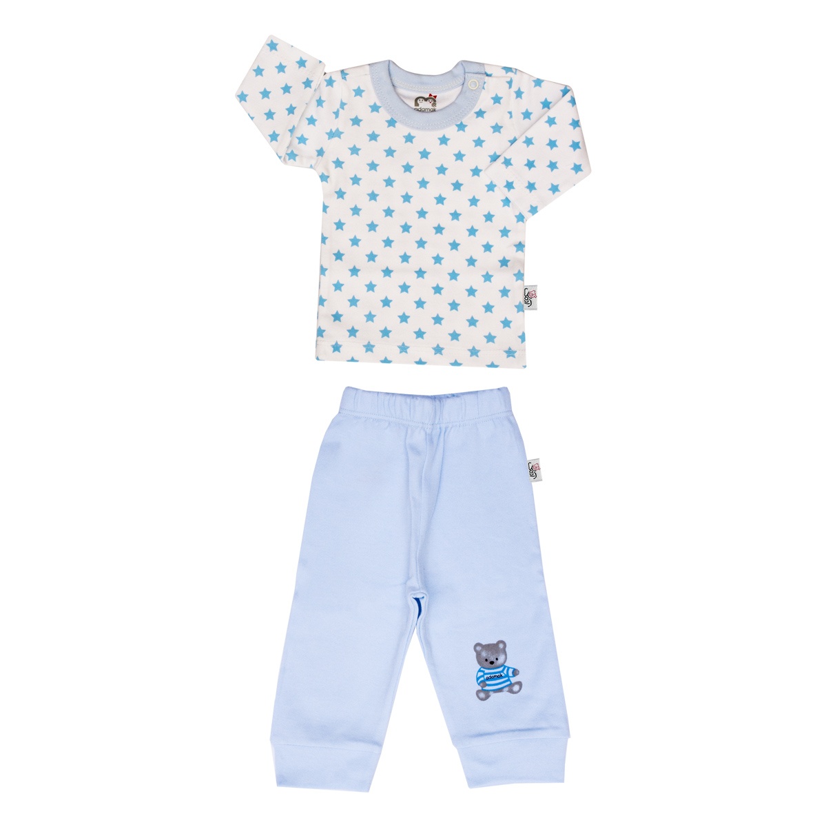 ست تی شرت و شلوار نوزادی پسرانه آدمک طرح ستاره آبی کد 04 