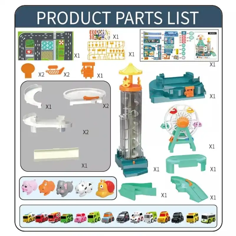کیت ماشین بازی مدل پارکینگ 5 طبقه با چرخ و فلک طرح شوتینگ کد KW605-4