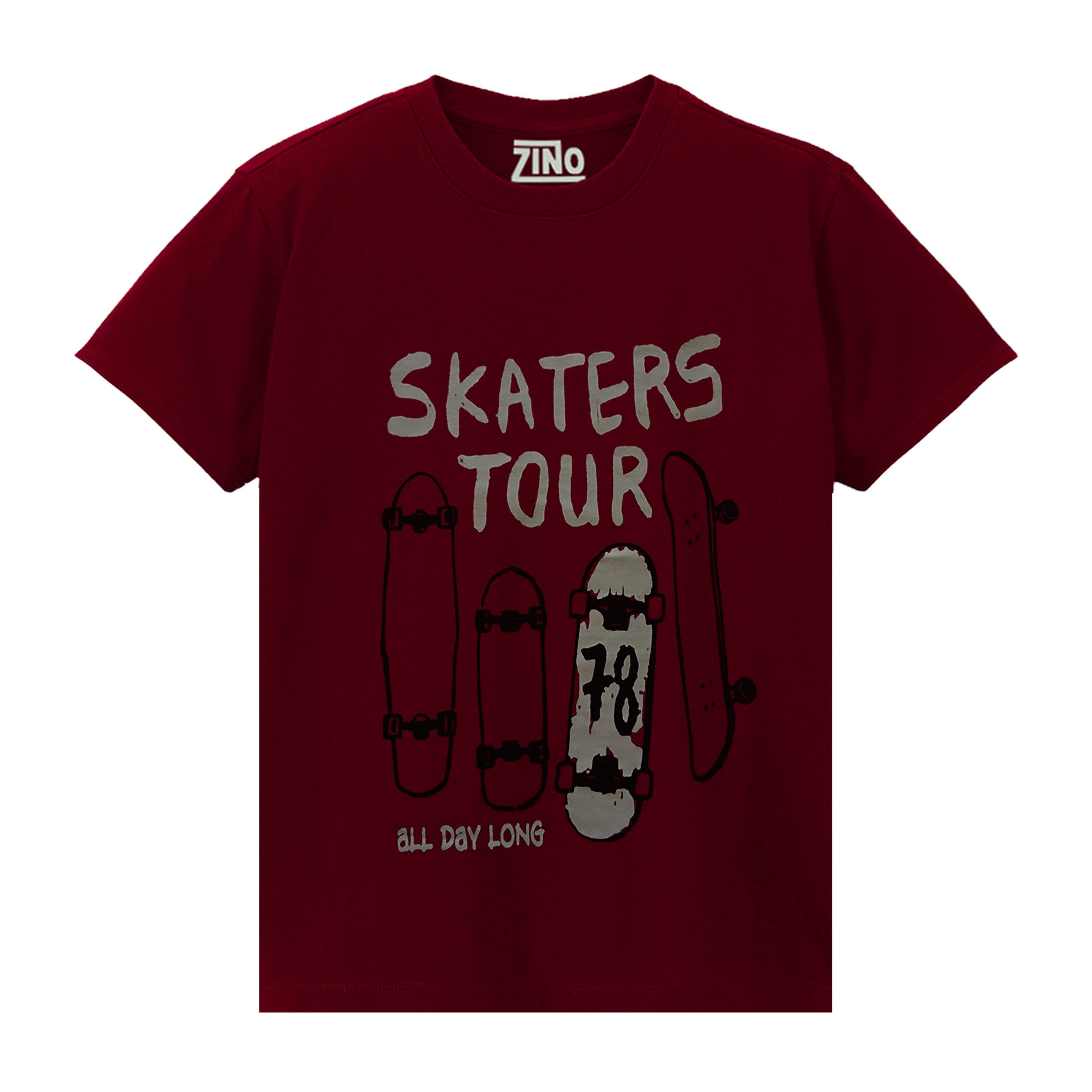 تی شرت پسرانه زینو طرح Skaters رنگ زرشکی