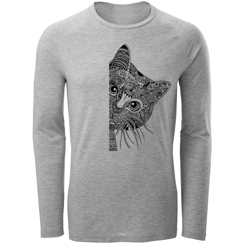 تی شرت آستین بلند مردانه طرح گربه مدل S12