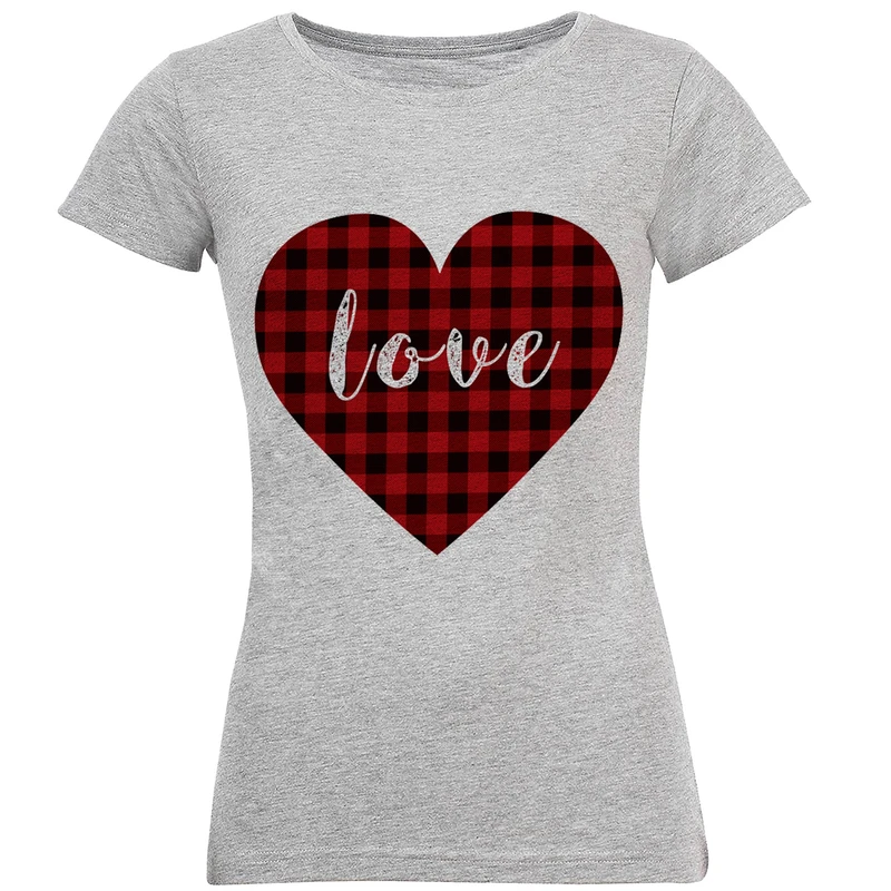 تی شرت آستین کوتاه زنانه طرح قلب کد S124