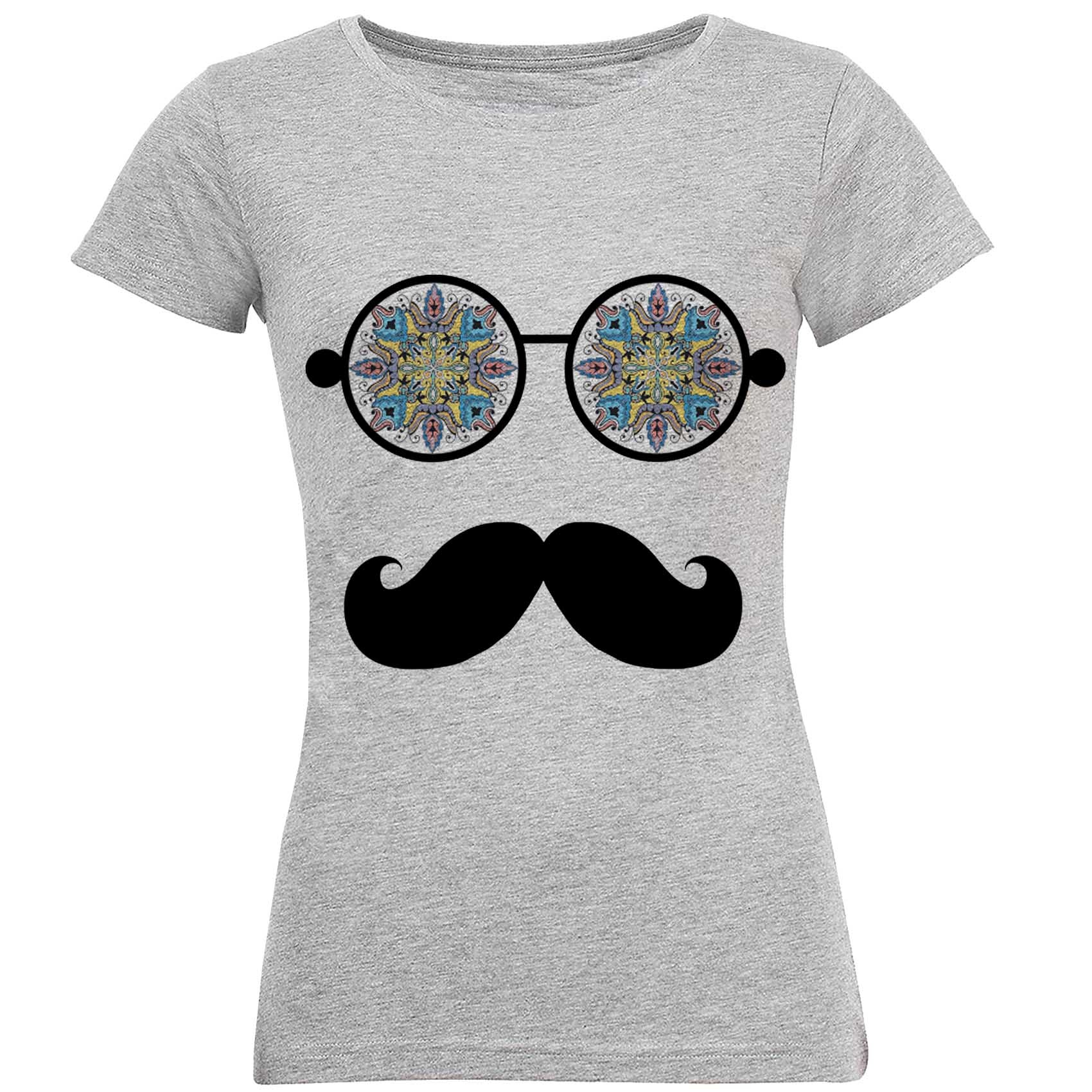 تی شرت آستین کوتاه زنانه طرح عینک کد S76