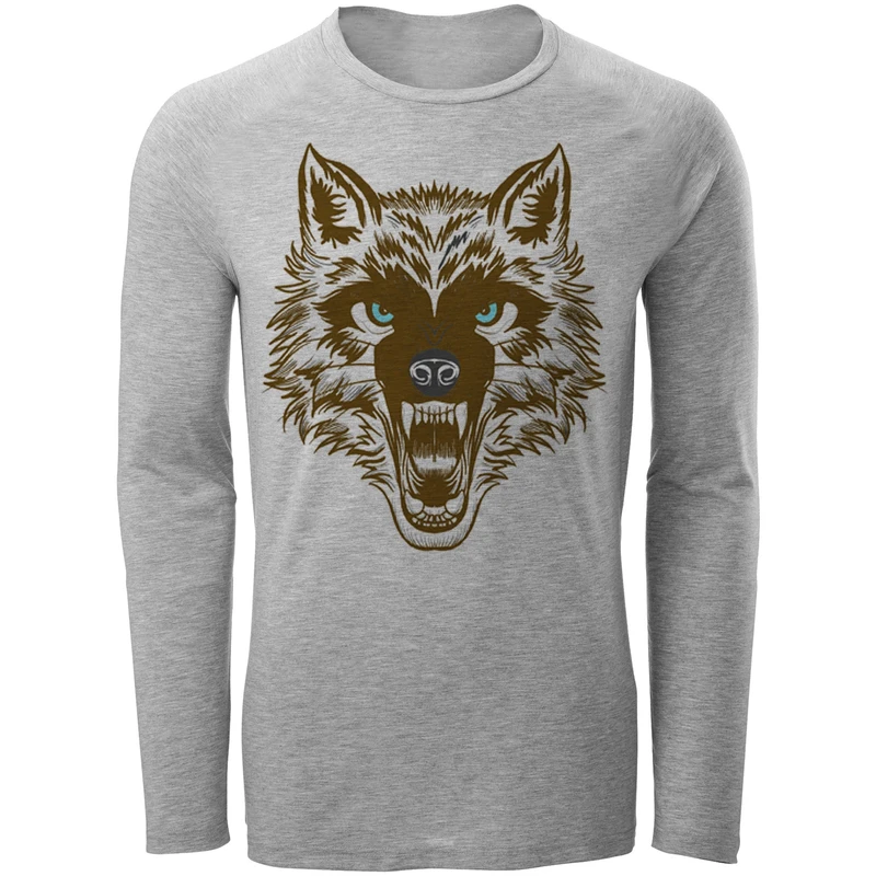تی شرت آستین بلند مردانه طرح گرگ مدل S11