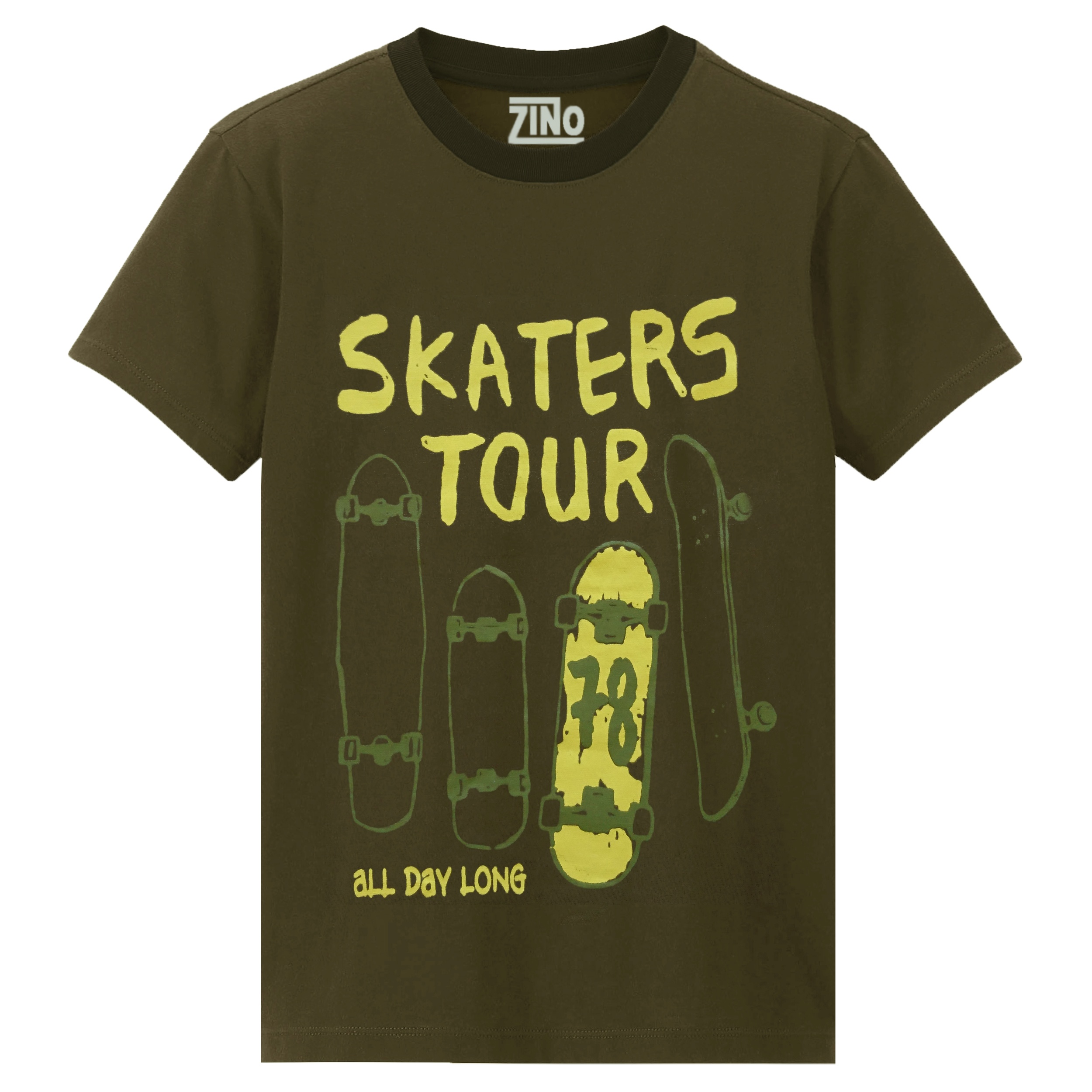 تی شرت پسرانه زینو طرح Skaters رنگ سبز