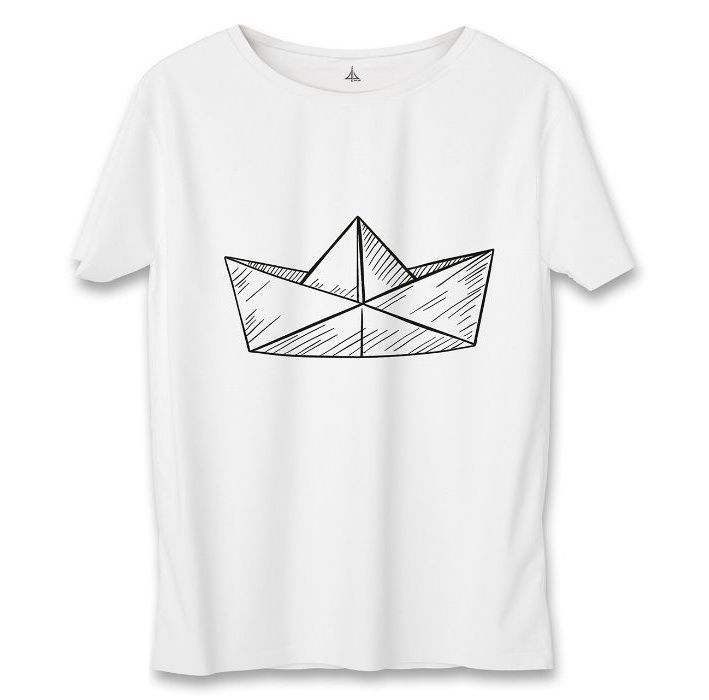 تی شرت زنانه به رسم طرح قایق کاغذی کد 5549