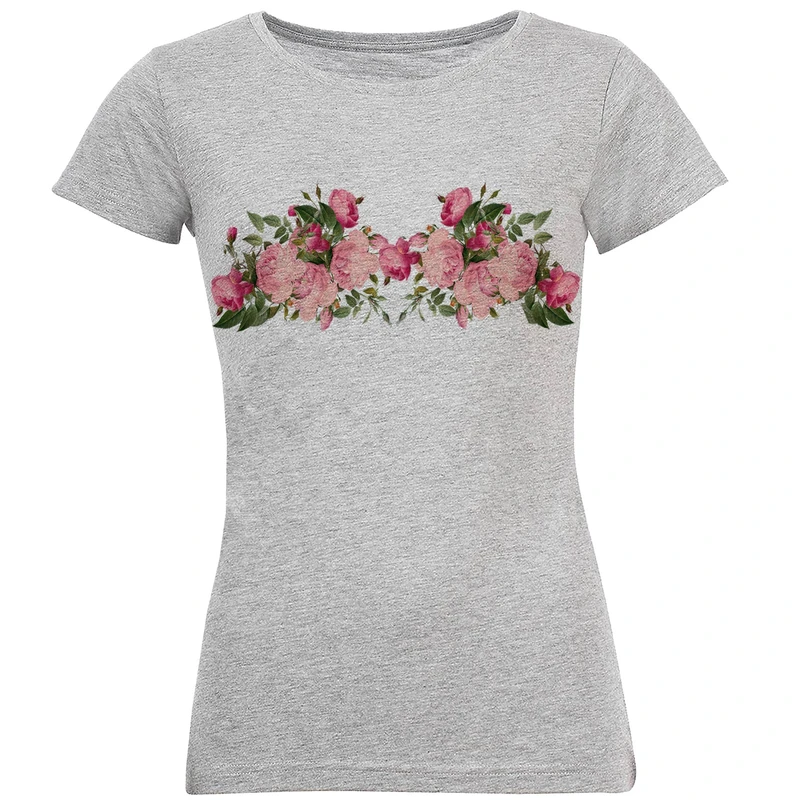 تی شرت آستین کوتاه زنانه طرح گل مدل S135