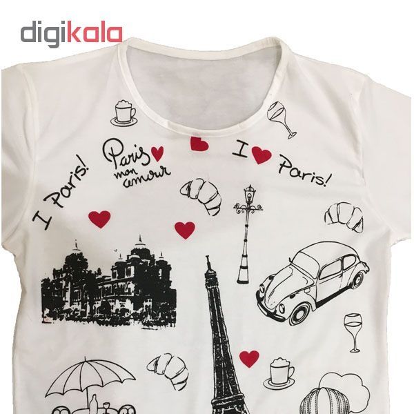 تی شرت آستین کوتاه زنانه طرح پاریس کد 100