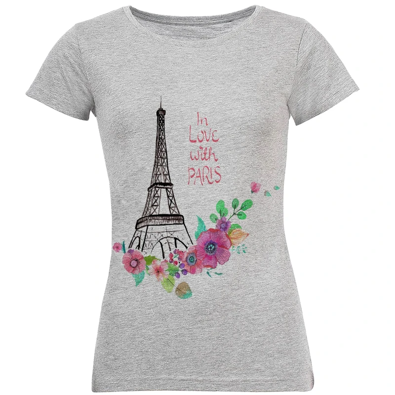 تی شرت آستین کوتاه زنانه طرح PARIS کد S53