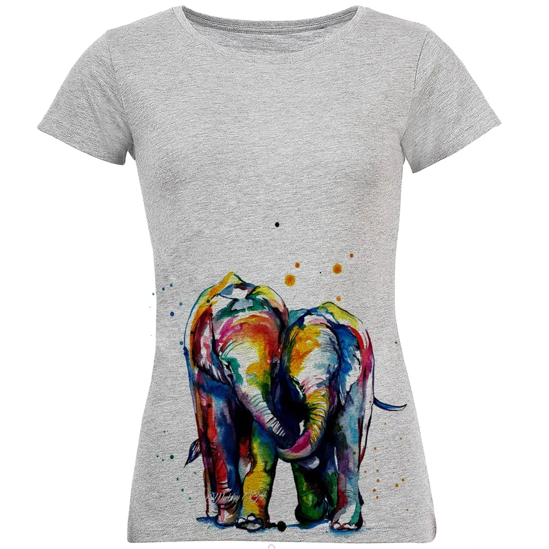 تیشرت آستین کوتاه زنانه طرح فیل مدل S179