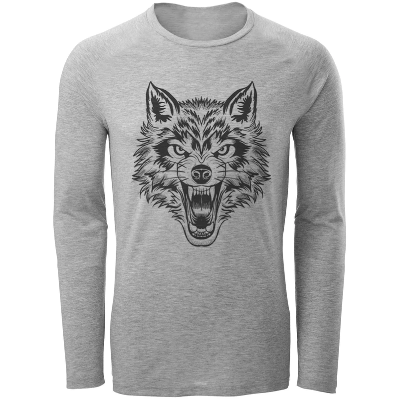 تی شرت آستین بلند مردانه طرح گرگ مدل S10