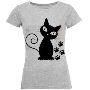 تی شرت آستین کوتاه زنانه طرح گربه کد S48