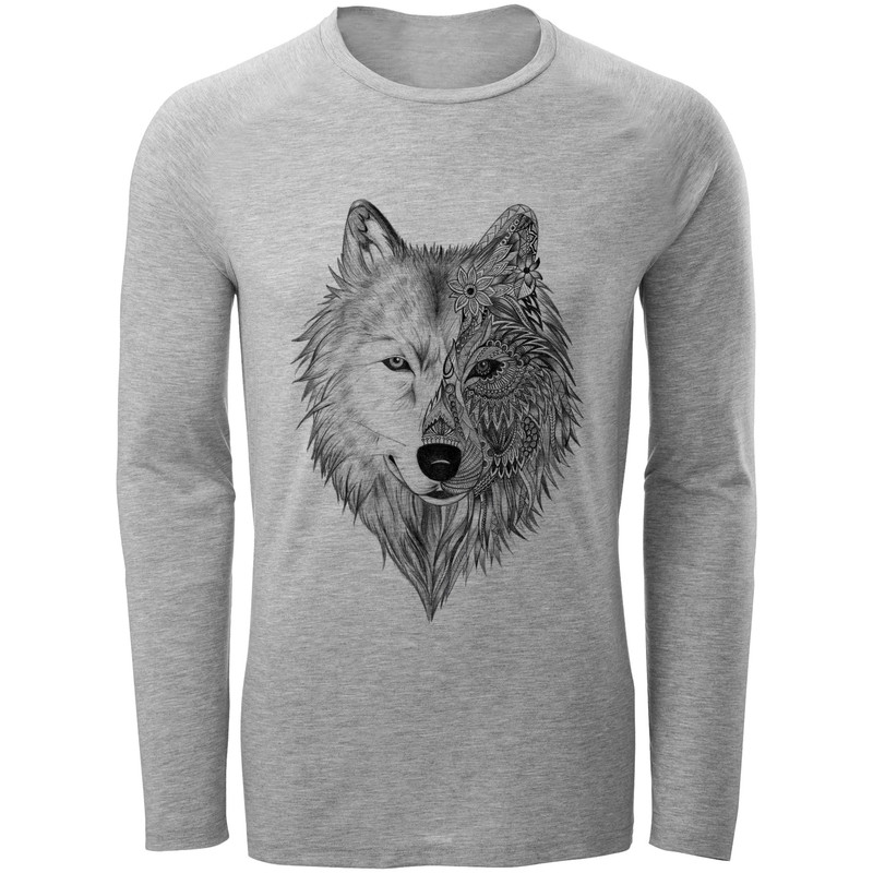 تی شرت آستین بلند مردانه طرح wolf مدل S295
