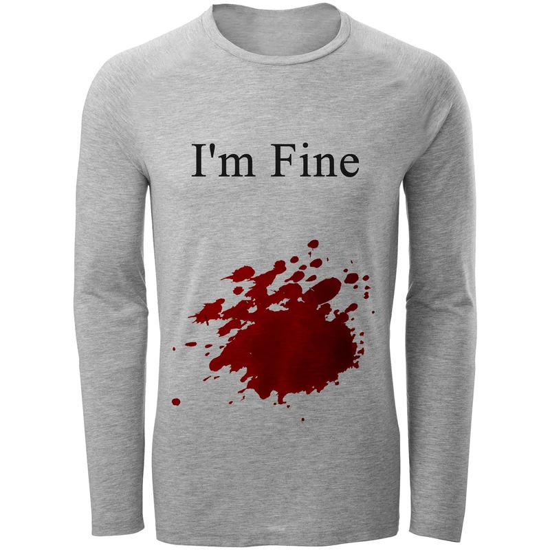 تی شرت آستین بلند مردانه طرح im fine مدل S306