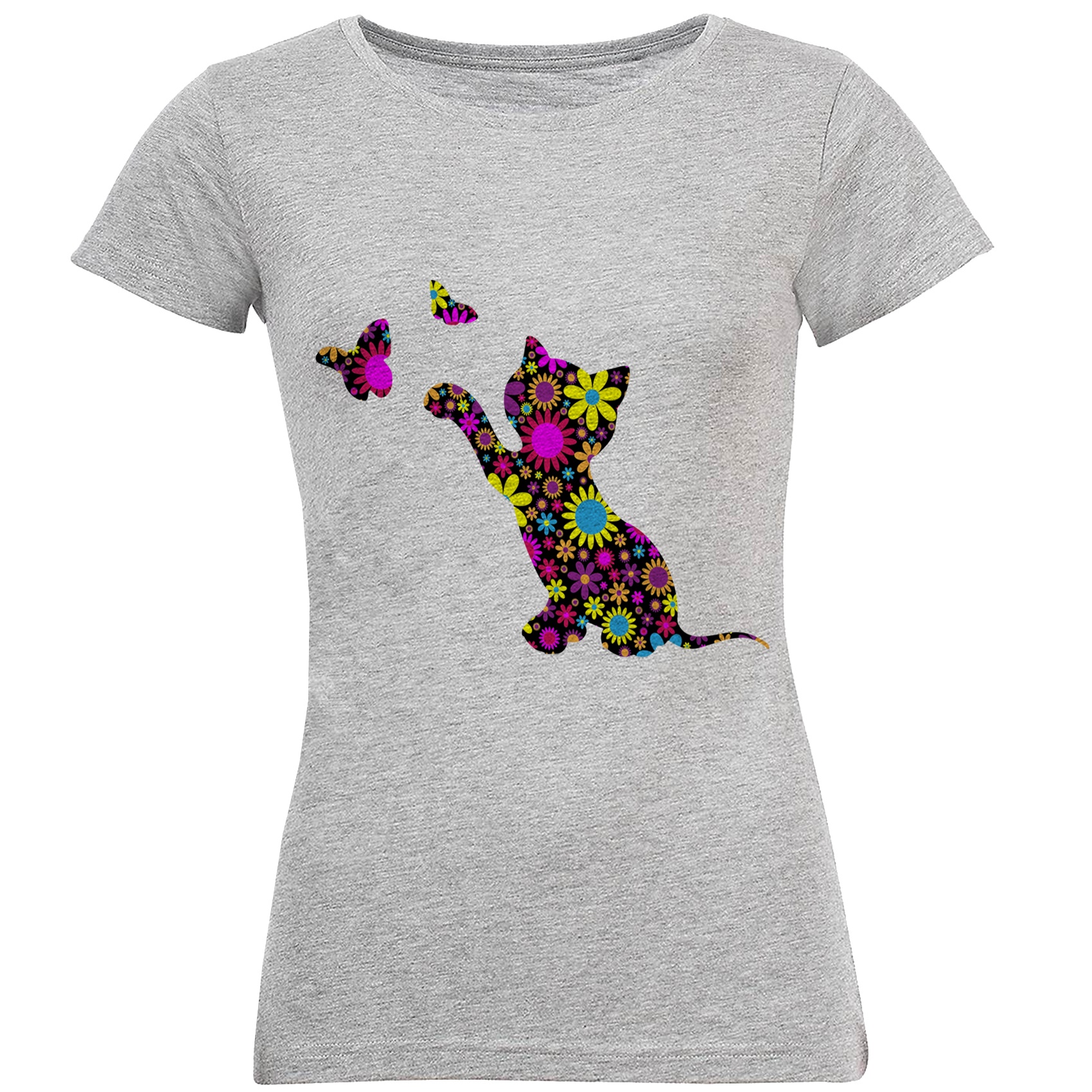 تی شرت آستین کوتاه زنانه طرح گربه مدل S263