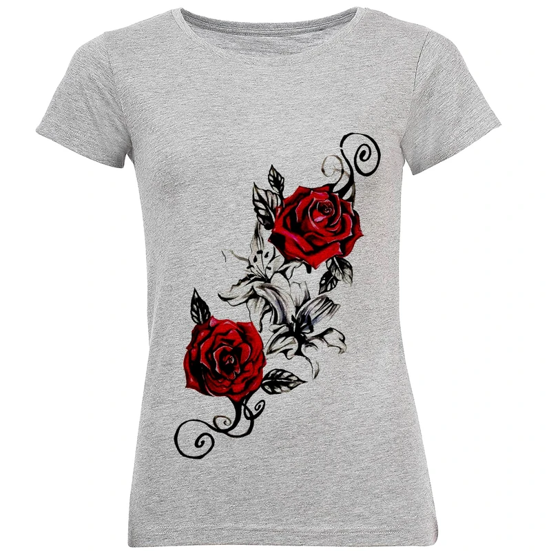 تی شرت آستین کوتاه زنانه طرح گل مدل S342