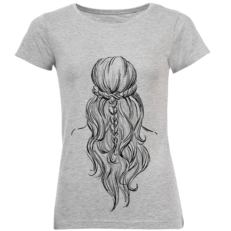 تی شرت آستین کوتاه زنانه طرح Hair مدل S400
