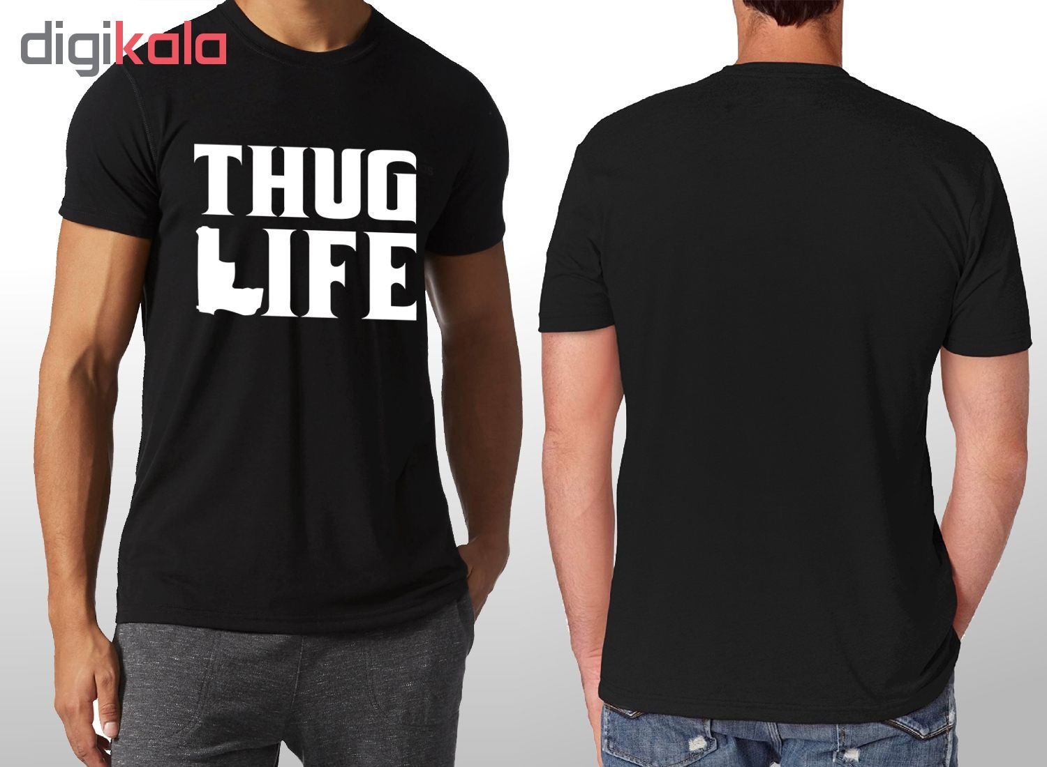 تیشرت آستین کوتاه مردانه آکو طرح Thug Life کد AL15