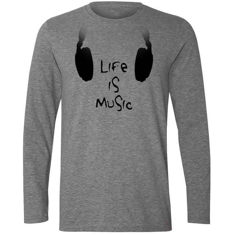 تیشرت آستین بلند مردانه طرح life is music کد S360