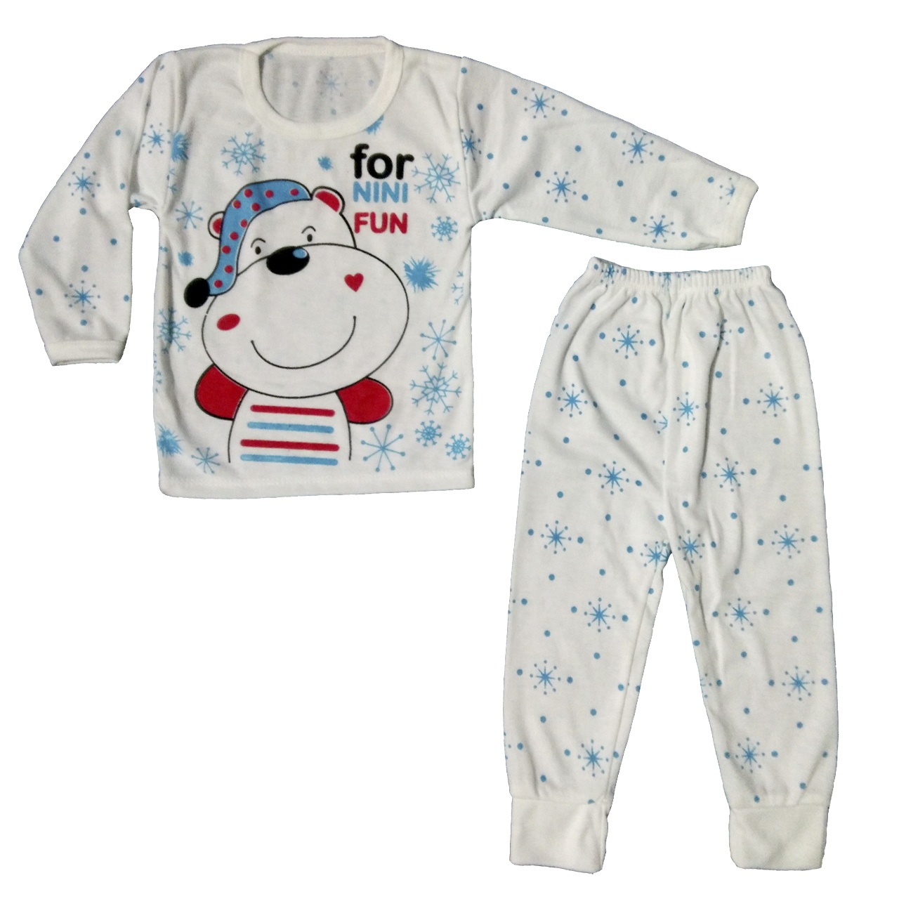 ست تی شرت و شلوار نوزادی پسرانه طرح Snow کد CY02