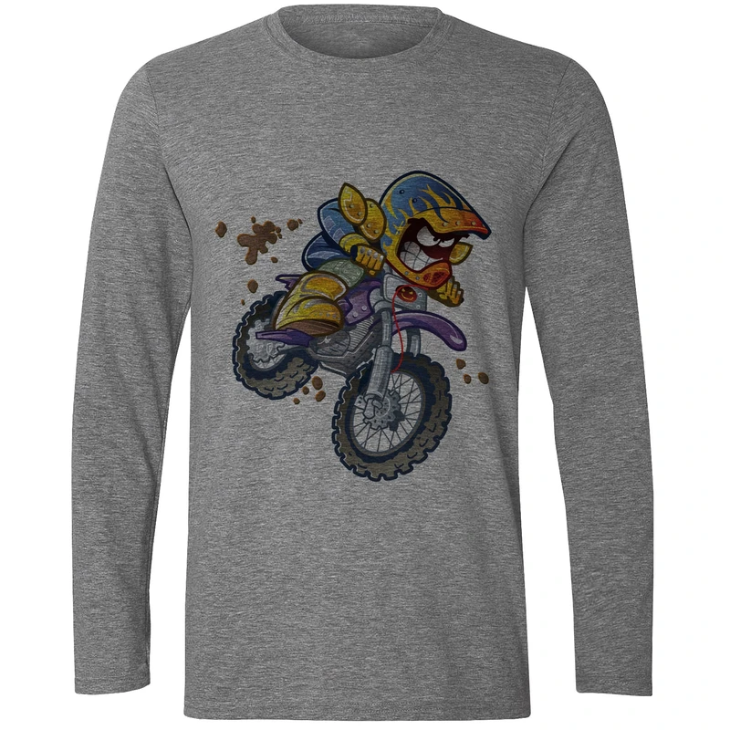 تیشرت آستین بلند مردانه طرح موتور سوار کد S409