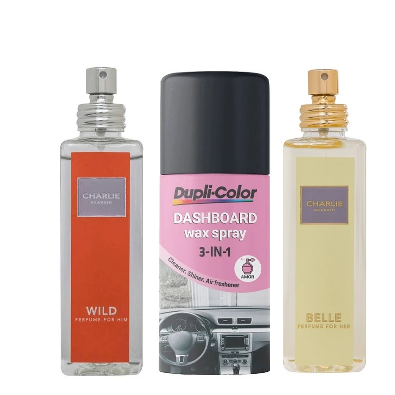 اسپری پولیش و خوشبوکننده داشبورد دوپلی کالر مدل amor bell wild حجم 150 میلی لیتر مجموعه 3 عددی