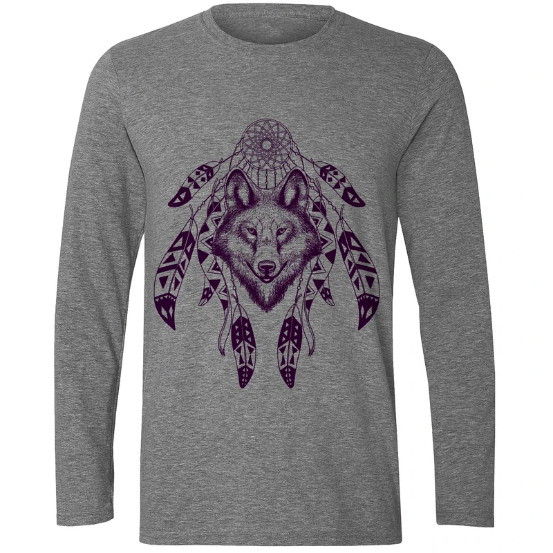 تیشرت آستین بلند مردانه طرح wolf کد S398