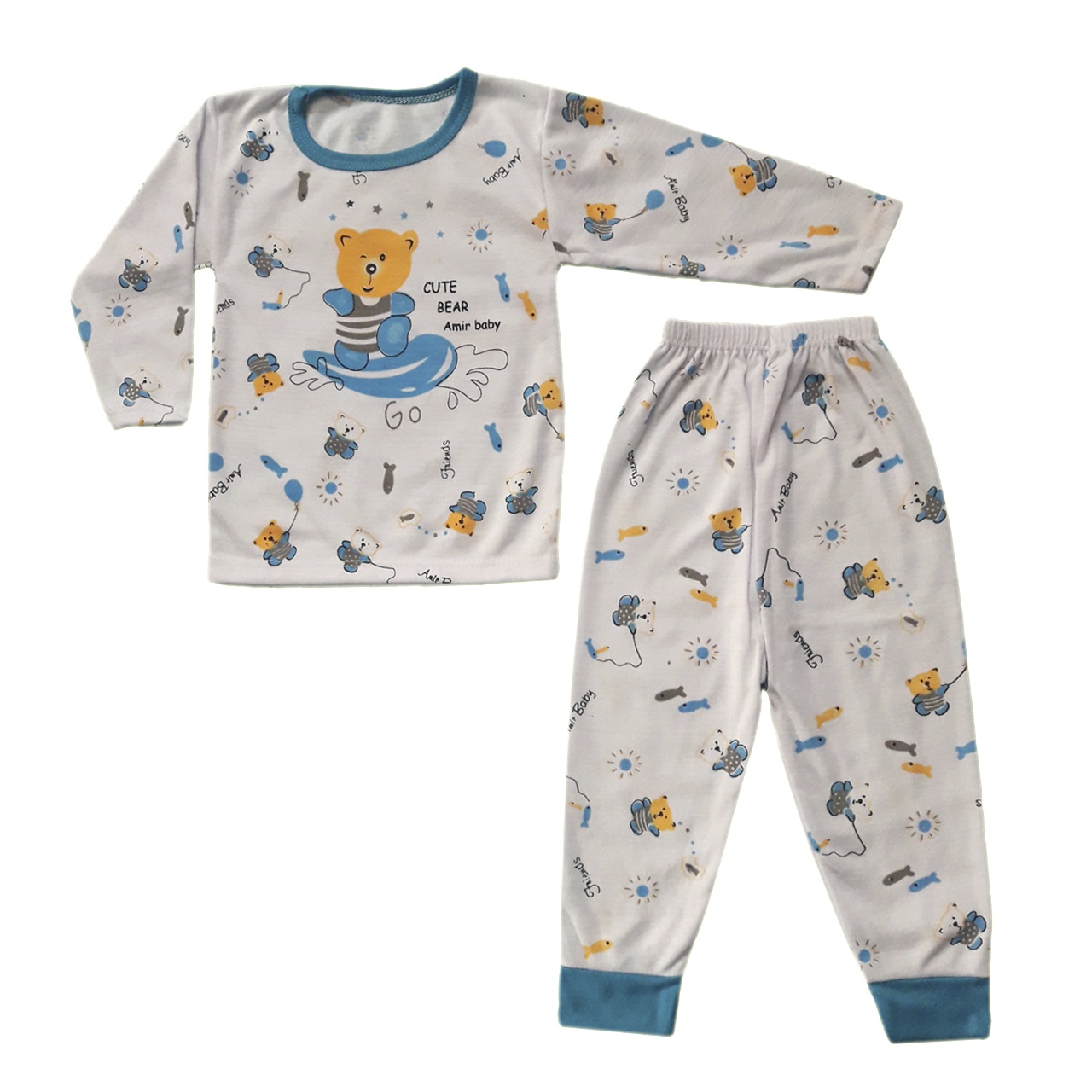ست تی شرت و شلوار نوزادی طرح خرس کد BL501
