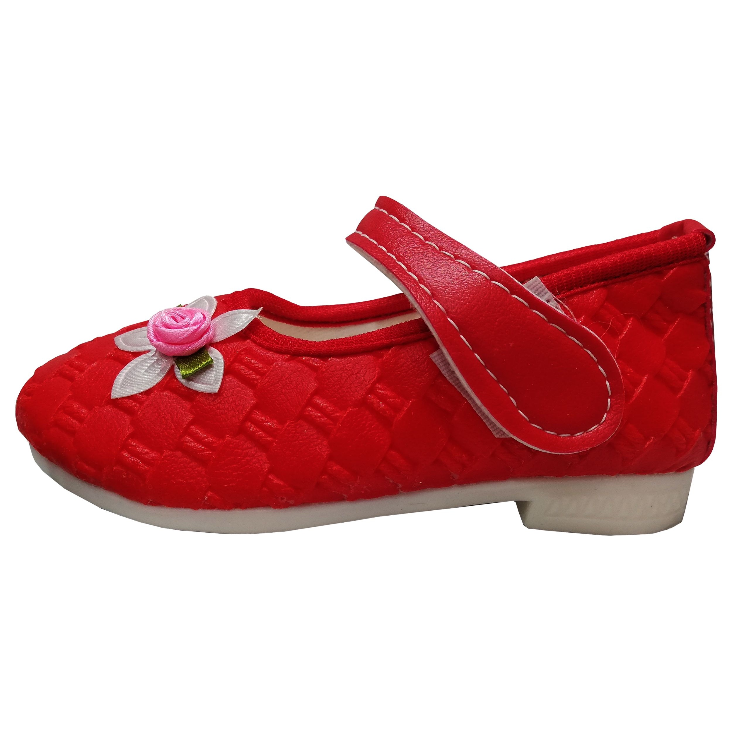 کفش دخترانه آلفا شوز طرح گلبرگ کد 974 رنگ قرمز