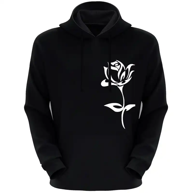 هودی زنانه طرح گل کد F02 رنگ مشکی