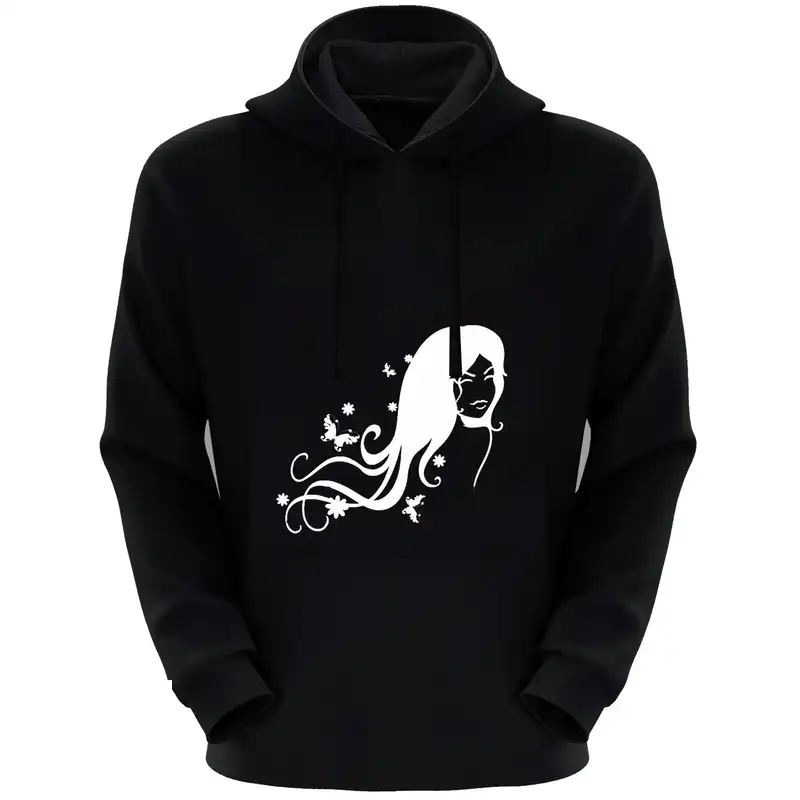 هودی زنانه طرح دختر کد F06 رنگ مشکی