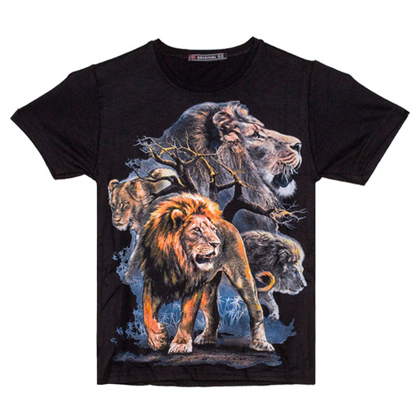 تی شرت پسرانه طرح شیر جنگل کد 07