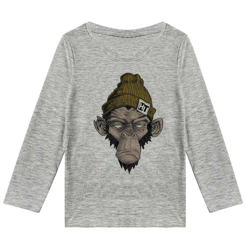 تیشرت آستین بلند پسرانه طرح میمون کد K32