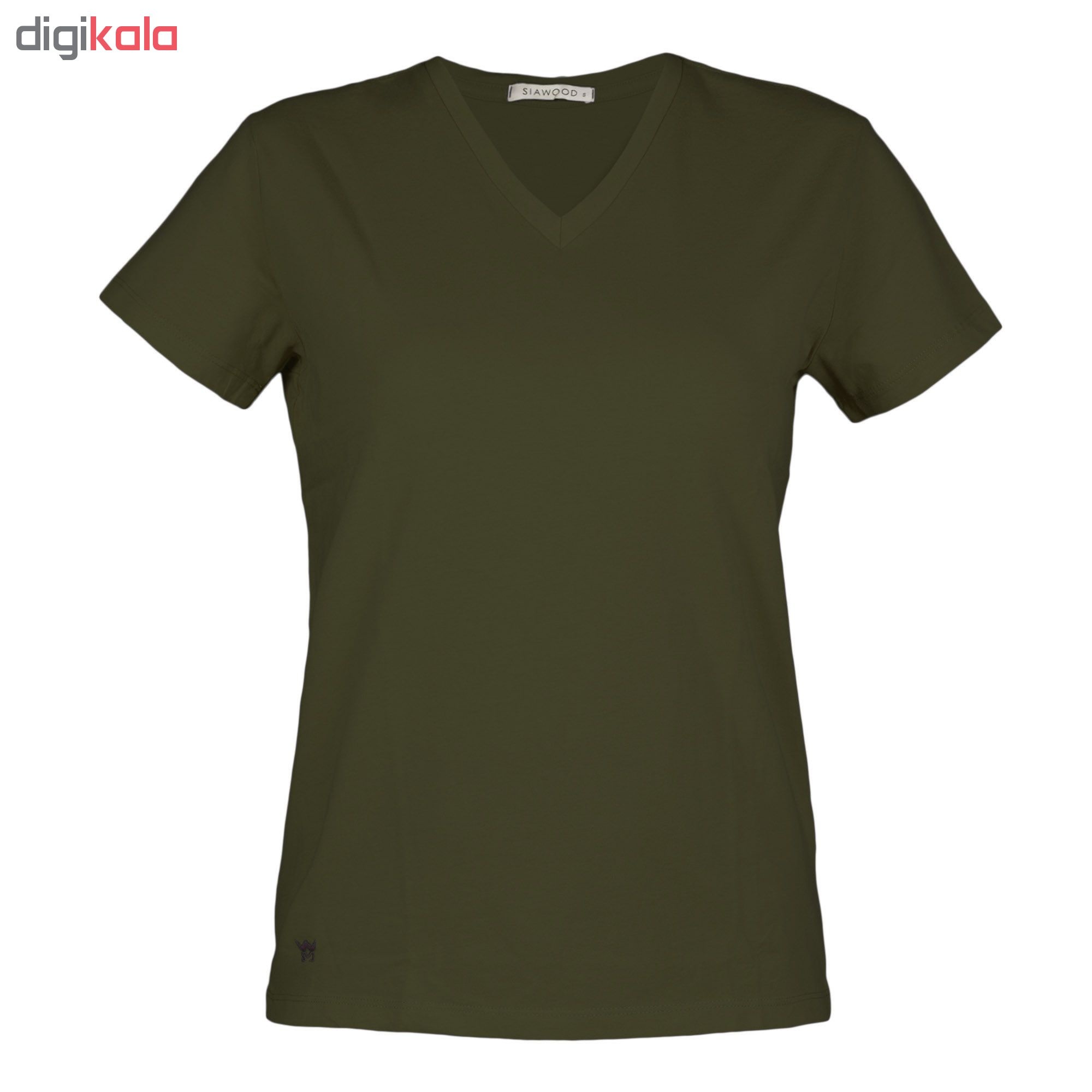 تی شرت زنانه سیاوود مدل V-BASIC کد 6100400-G0028 رنگ سبز