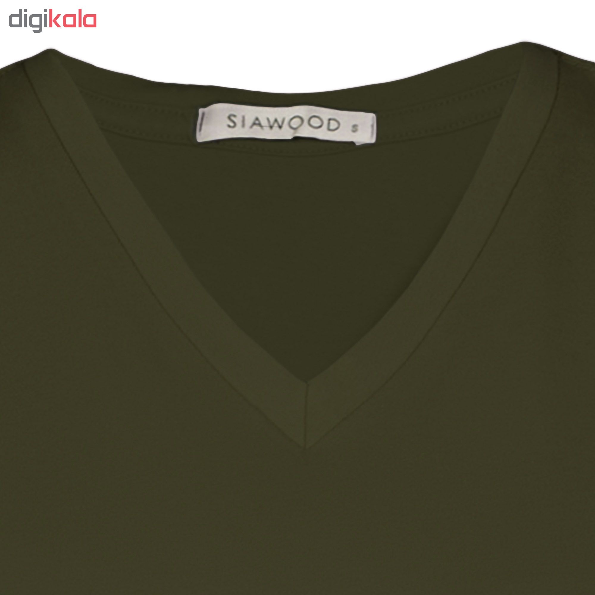 تی شرت زنانه سیاوود مدل V-BASIC کد 6100400-G0028 رنگ سبز