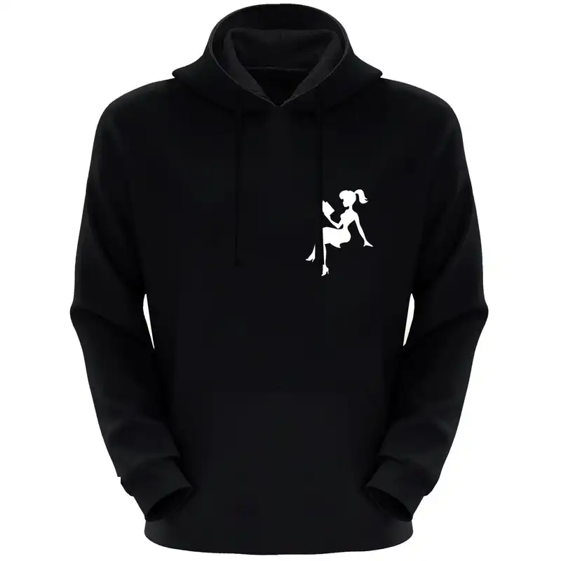 هودی زنانه طرح دختر کد F55 رنگ مشکی