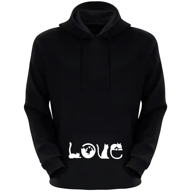 هودی زنانه طرح LOVE کد F51 رنگ مشکی