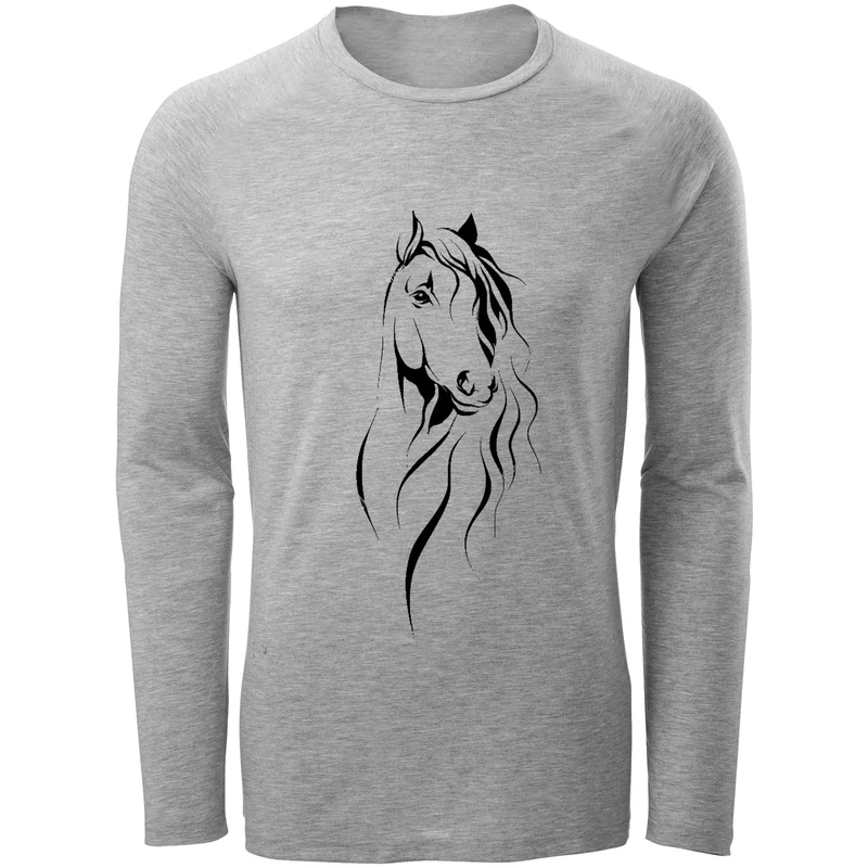 تی شرت آستین بلند مردانه طرح اسب کد F67