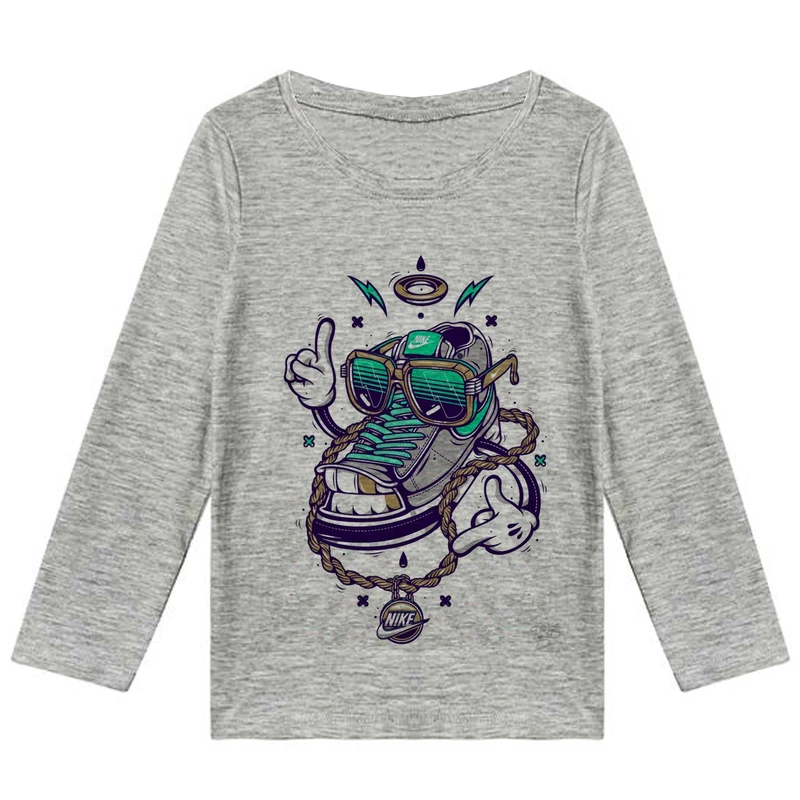 تیشرت آستین بلند پسرانه طرح کفش کد K44