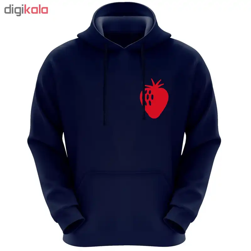 هودی زنانه طرح توت فرنگی کد k07 رنگ سرمه ای