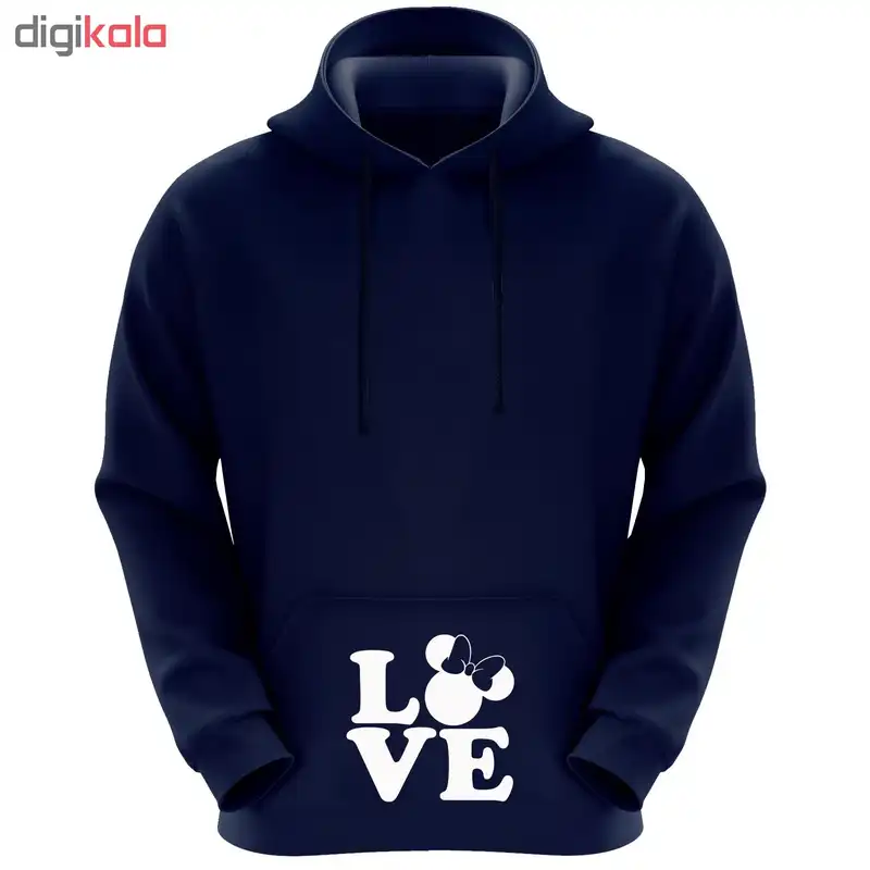 هودی زنانه طرح love کد k08 رنگ سرمه ای