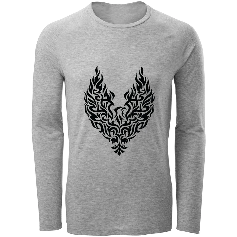 تی شرت آستین بلند مردانه طرح تتو پرنده کد F17