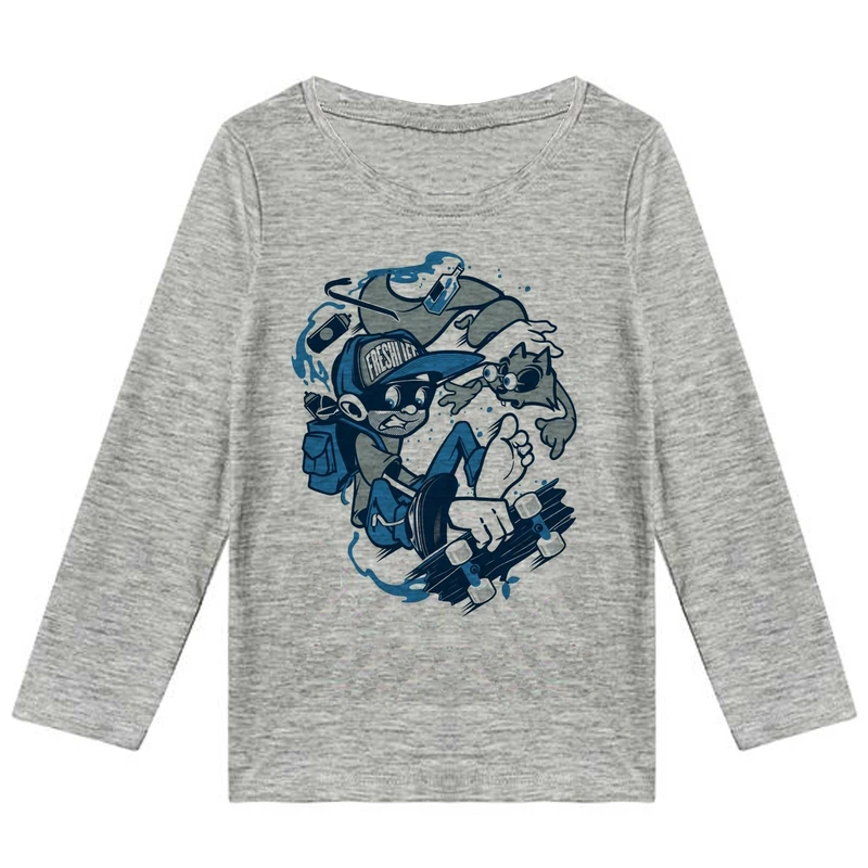 تیشرت آستین بلند پسرانه طرح اسکیت کد K50