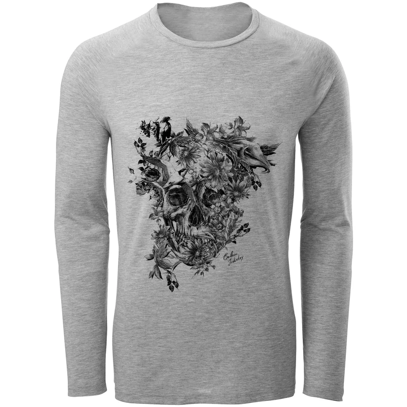 تی شرت آستین بلند مردانه طرح اسکلت کد F58