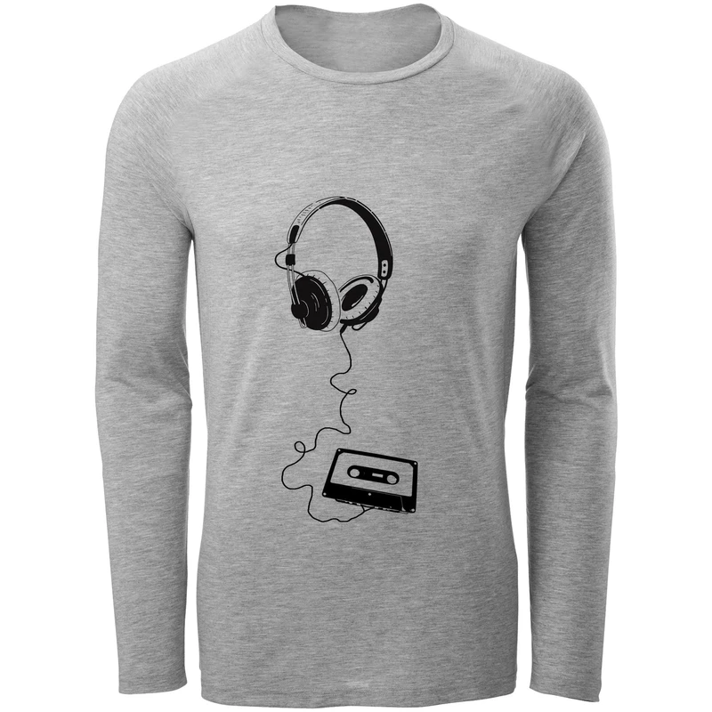 تی شرت آستین بلند مردانه طرح هدفون کد F68