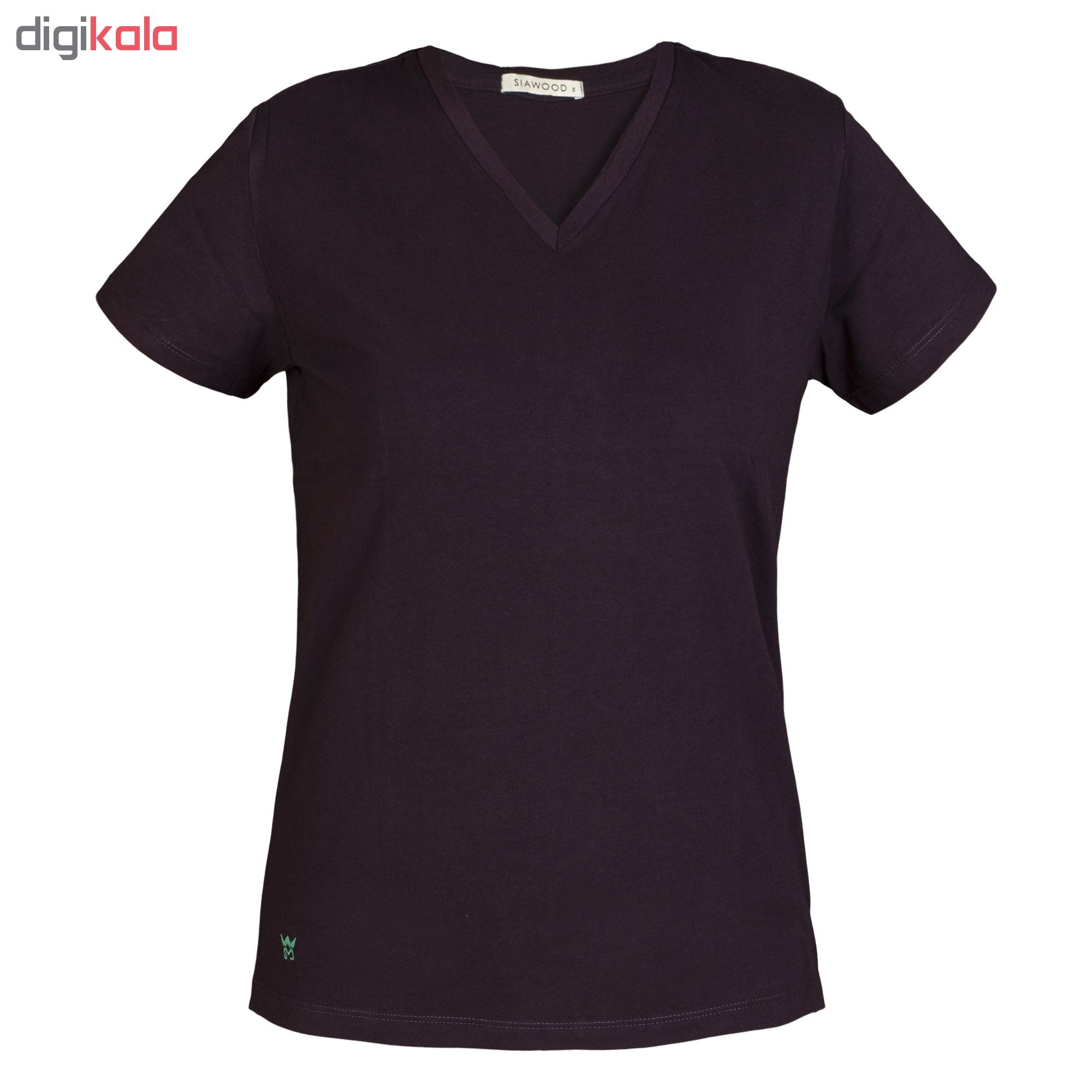 تي شرت زنانه سیاوود مدل V-BASIC کد 6100400-V0002 رنگ بادمجاني 